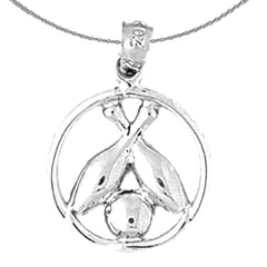 Bowlingkegel- und Ballanhänger aus Sterlingsilber (rhodiniert oder gelbvergoldet)