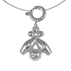 Bowlingkegel- und Ballanhänger aus Sterlingsilber (rhodiniert oder gelbvergoldet)