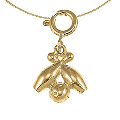 Bowlingkegel- und Ballanhänger aus Sterlingsilber (rhodiniert oder gelbvergoldet)