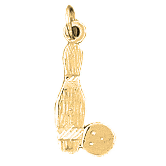 Yellow Gold-plated Silver Bowling Pin And Ball Pendant