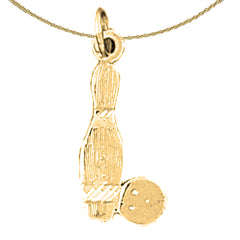 Sterling Silver Bowling Pin And Ball Pendant (Rhodium or Yellow Gold-plated)