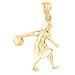 Yellow Gold-plated Silver Bowling Player Pendant