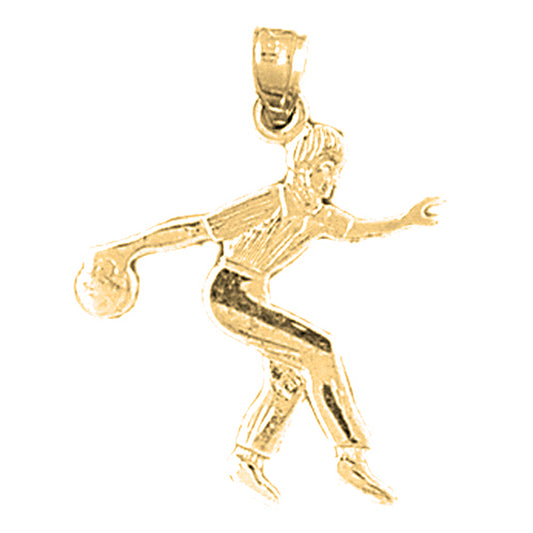 Yellow Gold-plated Silver Bowling Player Pendant