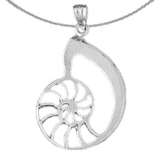 Sterling Silver Nautilis Shell Pendant (Rhodium or Yellow Gold-plated)