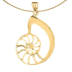 Sterling Silver Nautilis Shell Pendant (Rhodium or Yellow Gold-plated)
