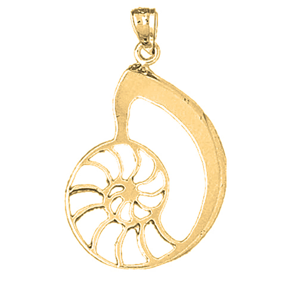 Yellow Gold-plated Silver Nautilis Shell Pendant