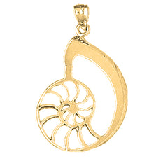 Yellow Gold-plated Silver Nautilis Shell Pendant