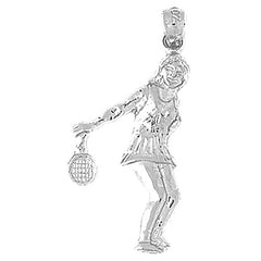 Sterling Silver Tennis Player Pendant