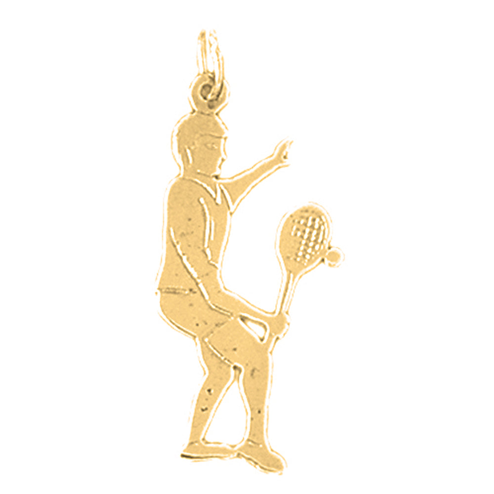 Yellow Gold-plated Silver Tennis Player Pendant