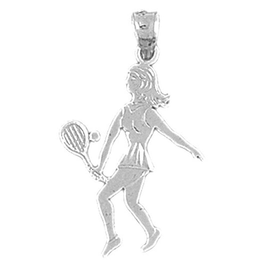 Sterling Silver Tennis Player Pendant