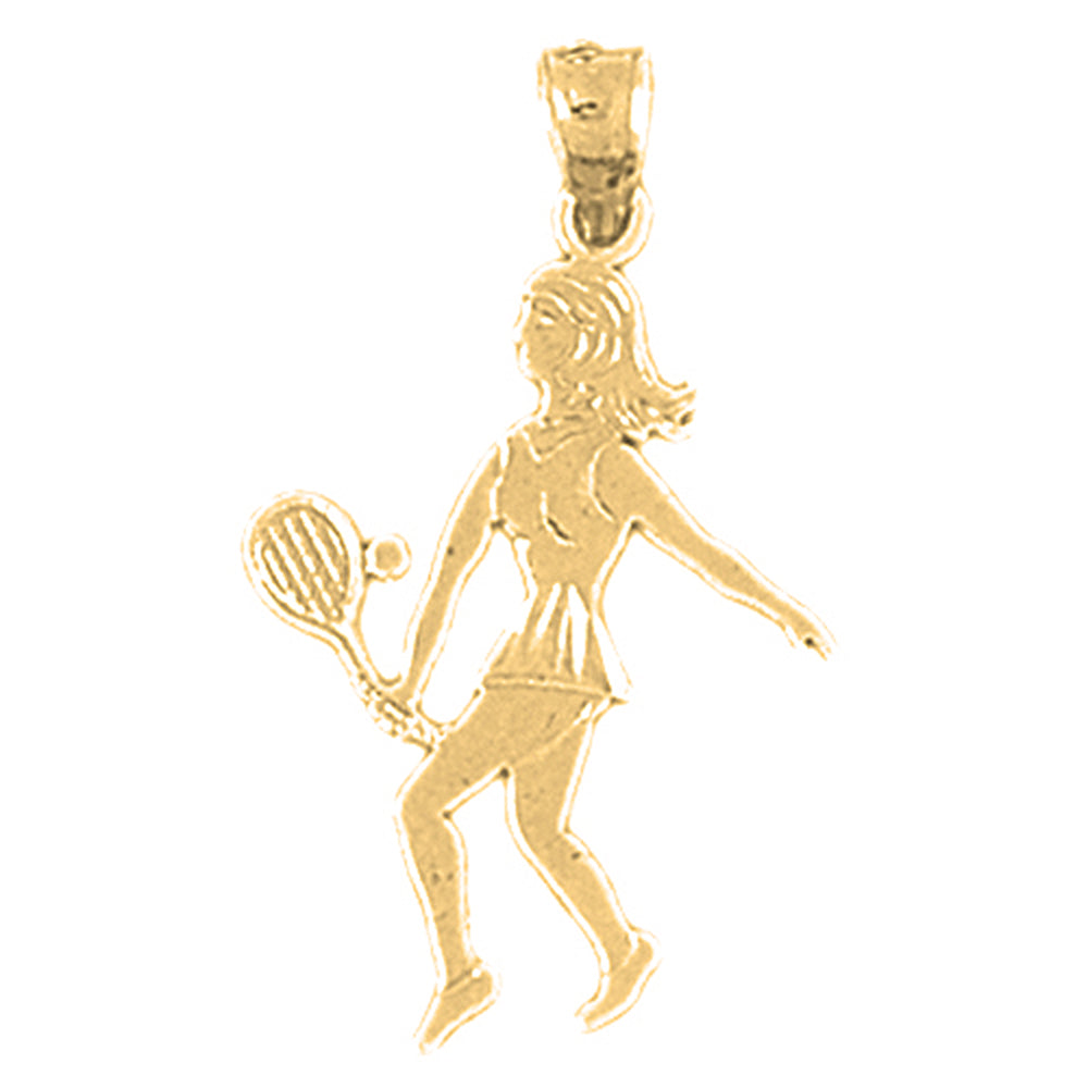 Yellow Gold-plated Silver Tennis Player Pendant