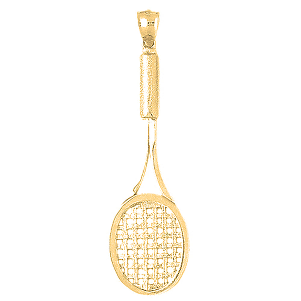 Yellow Gold-plated Silver Tennis Racquets Pendant