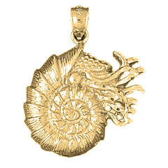 Yellow Gold-plated Silver Nautilis Shell Pendant