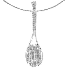 Sterling Silver Tennis Racquets Pendant (Rhodium or Yellow Gold-plated)