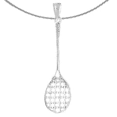 Sterling Silver Tennis Racquets Pendant (Rhodium or Yellow Gold-plated)