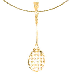 Sterling Silver Tennis Racquets Pendant (Rhodium or Yellow Gold-plated)