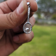 Sterling Silver Tennis Racquets Pendant (Rhodium or Yellow Gold-plated)
