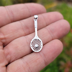 Sterling Silver Tennis Racquets Pendant (Rhodium or Yellow Gold-plated)