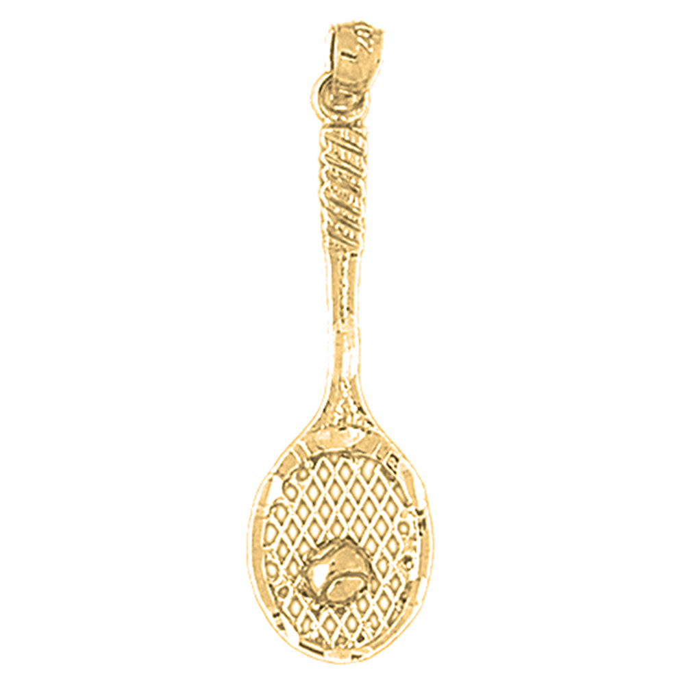 Yellow Gold-plated Silver Tennis Racquets Pendant
