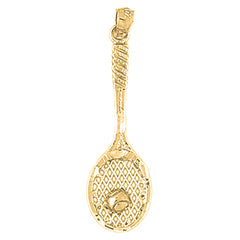 Yellow Gold-plated Silver Tennis Racquets Pendant