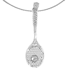 Sterling Silver Tennis Racquets Pendant (Rhodium or Yellow Gold-plated)