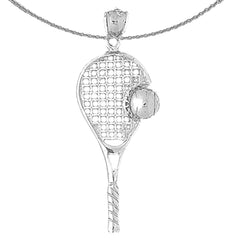 Sterling Silver Tennis Racquets Pendant (Rhodium or Yellow Gold-plated)