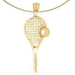 Sterling Silver Tennis Racquets Pendant (Rhodium or Yellow Gold-plated)