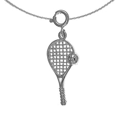 Sterling Silver Tennis Racquets Pendant (Rhodium or Yellow Gold-plated)