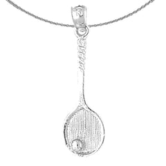 Sterling Silver Tennis Racquets Pendant (Rhodium or Yellow Gold-plated)