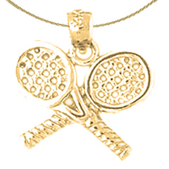 Sterling Silver Tennis Racquets Pendant (Rhodium or Yellow Gold-plated)