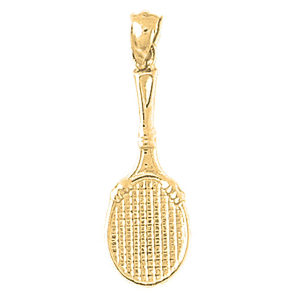 Yellow Gold-plated Silver Tennis Racquets Pendant
