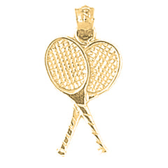 Yellow Gold-plated Silver Tennis Racquets Pendant