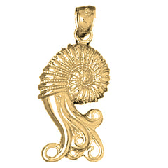Yellow Gold-plated Silver Nautilis Shell Pendant