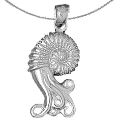 Sterling Silver Nautilis Shell Pendant (Rhodium or Yellow Gold-plated)