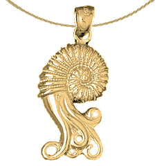 Sterling Silver Nautilis Shell Pendant (Rhodium or Yellow Gold-plated)