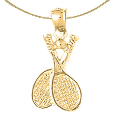 Sterling Silver Tennis Racquets Pendant (Rhodium or Yellow Gold-plated)