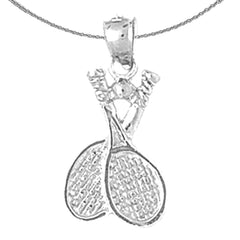 Sterling Silver Tennis Racquets Pendant (Rhodium or Yellow Gold-plated)