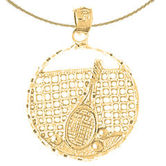 Sterling Silver Tennis Racquets Pendant (Rhodium or Yellow Gold-plated)