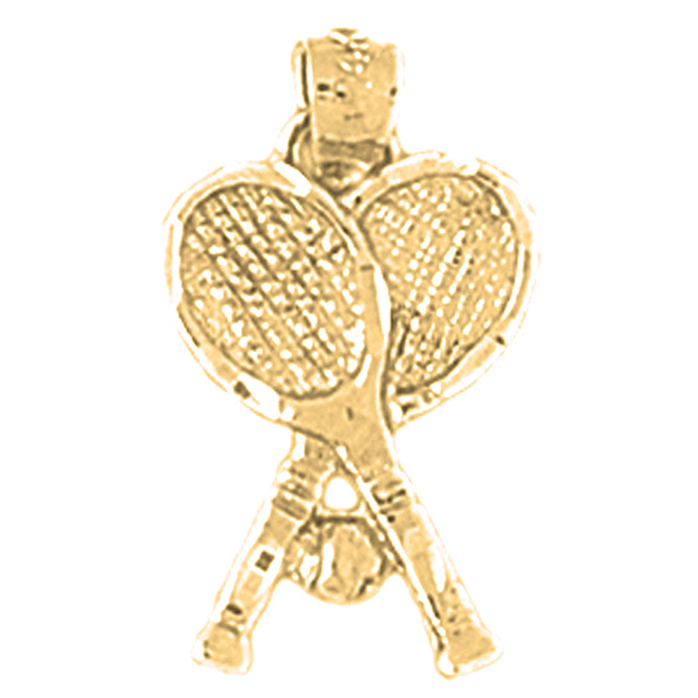 Yellow Gold-plated Silver Tennis Racquets Pendant