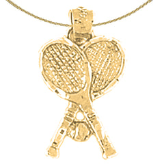 Tennisschläger-Anhänger aus Sterlingsilber (rhodiniert oder gelbgoldbeschichtet)