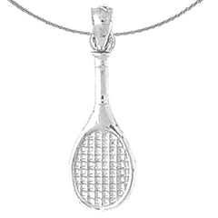 Sterling Silver Tennis Racquets Pendant (Rhodium or Yellow Gold-plated)