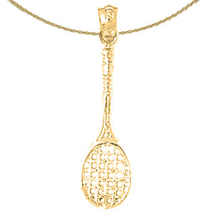 Colgante de raquetas de tenis de plata de ley (bañado en rodio o oro amarillo)