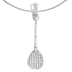 Colgante de raquetas de tenis de plata de ley (bañado en rodio o oro amarillo)