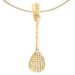 Colgante de raquetas de tenis de plata de ley (bañado en rodio o oro amarillo)