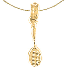 Colgante de raquetas de tenis de plata de ley (bañado en rodio o oro amarillo)