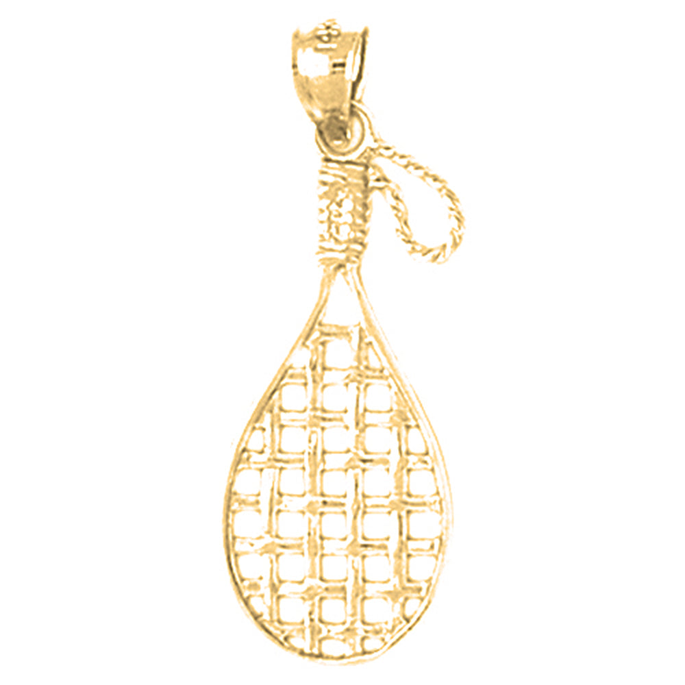 Yellow Gold-plated Silver Racquet Pendant