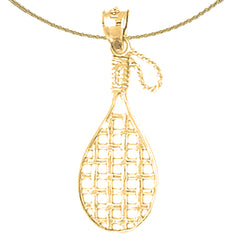 Colgante de raqueta de plata de ley (bañado en rodio o oro amarillo)