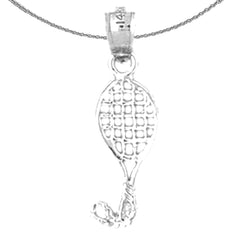 Colgante de raqueta de plata de ley (bañado en rodio o oro amarillo)