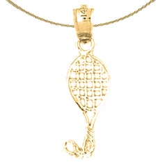 Colgante de raqueta de plata de ley (bañado en rodio o oro amarillo)