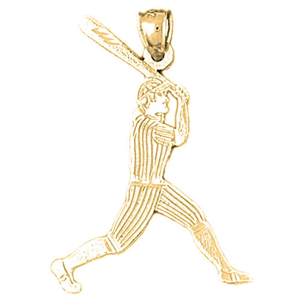 Yellow Gold-plated Silver Baseball Player Pendant